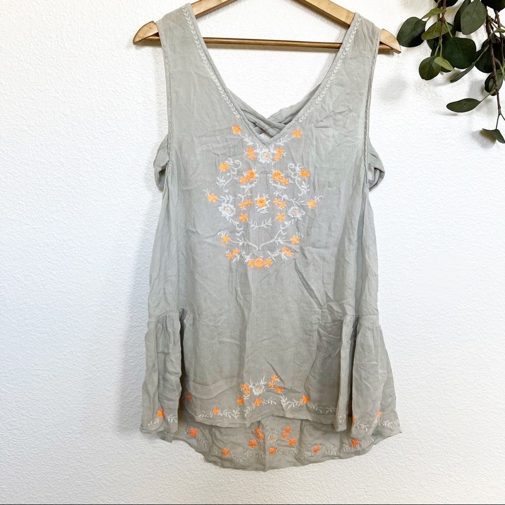 Free People- Wild Strawberry Embroidered Tunic Top- SM